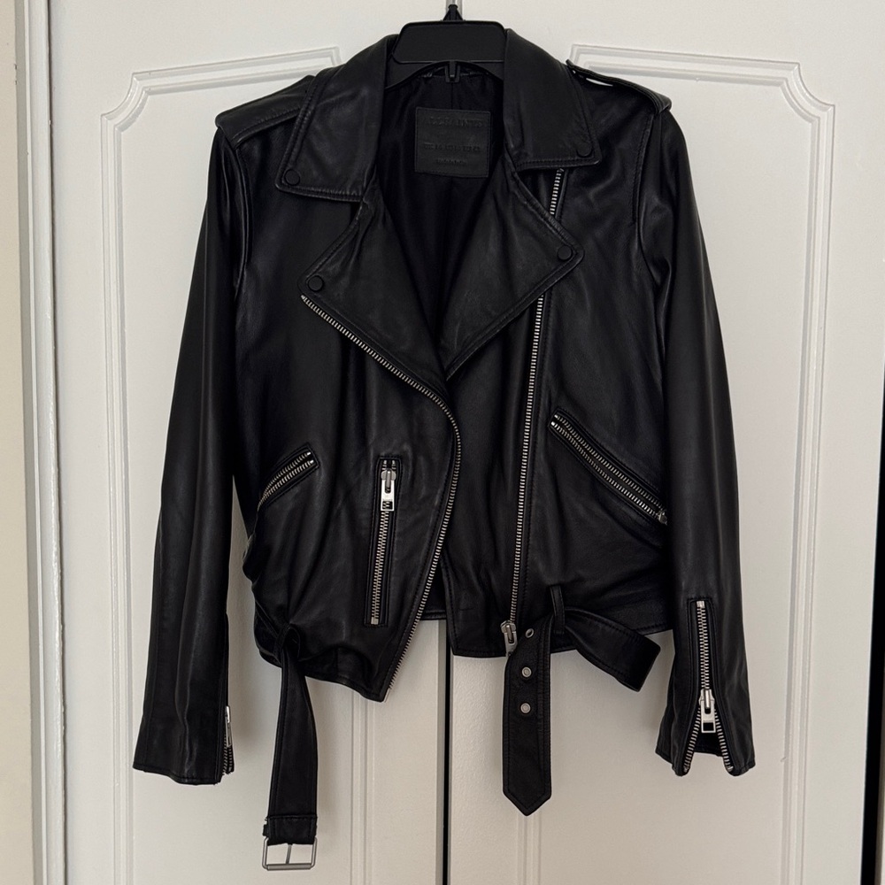 All Saints Black Leather Moto Jacket